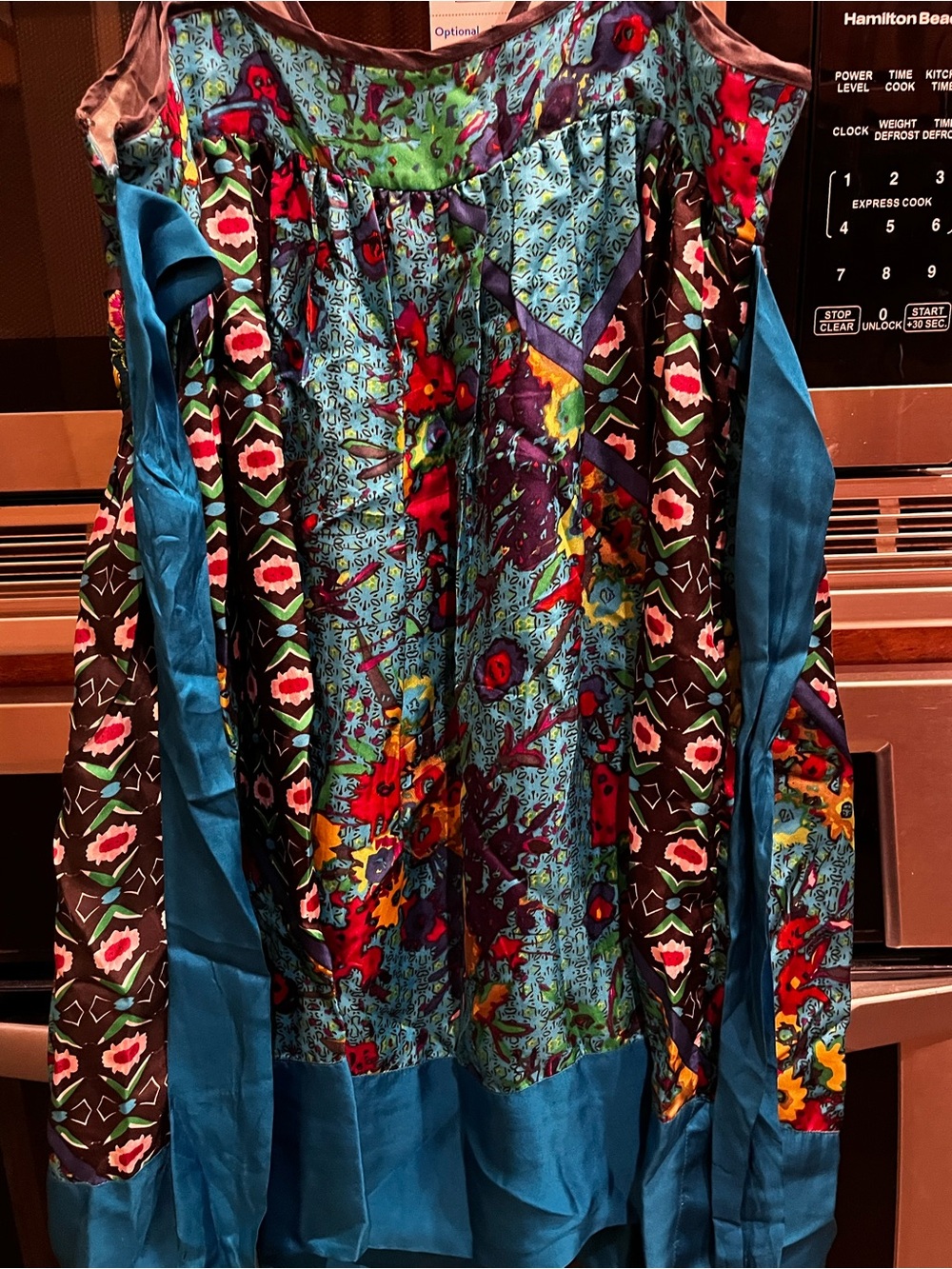Johnny Was Silk Vibrant Floral Patchwork Sundress in Teal & Multi - Picture 7 of 16